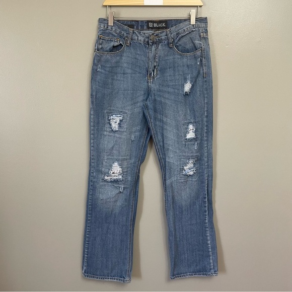 Buckle Black Jeans Men’s 30 x 32 distressed star stripe patches denim - Picture 1 of 13